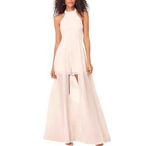 NWT Lulus Love Speaks White Lace Halter Maxi Romper Size Medium